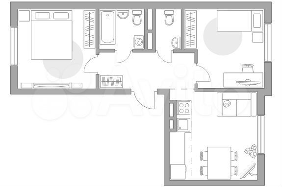 3-к. квартира, 53,5 м², 3/5 эт.