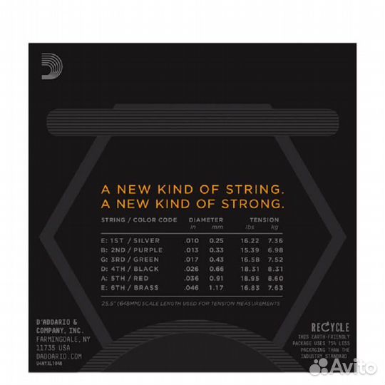 Струны 010-046 для электрогитары D'Addario nyxl104