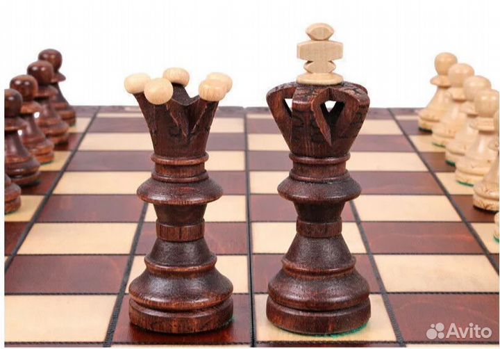 Большие деревянные шахматы с доской Амбассадор