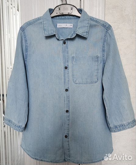 Рубашка джинсовая zara для мальчика 128 см