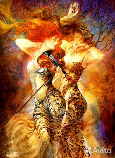 Картина по номерам 40x50 Девушки со скрипкой