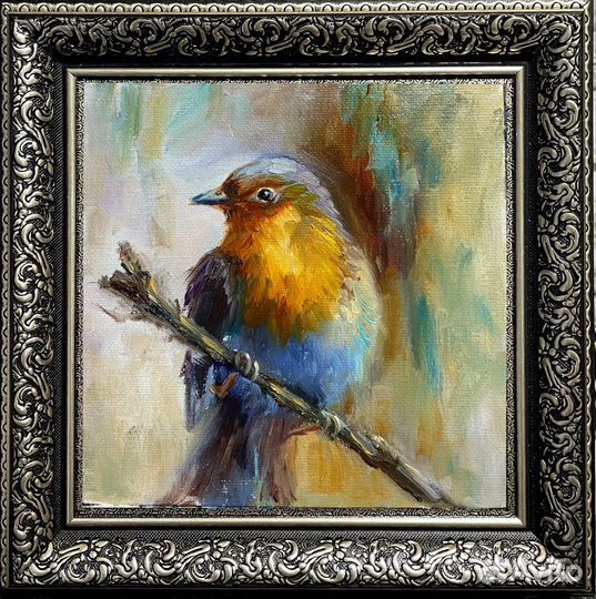 Картина маслом на холсте птичка