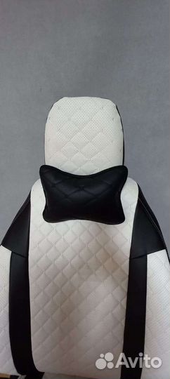 Чехлы Лифан Салано белая экокожа с белой строчкой