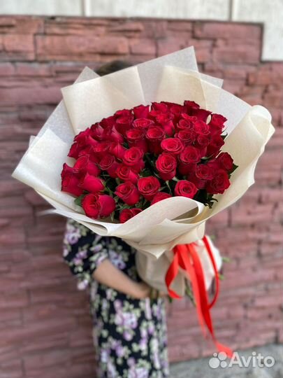 Роза стойкая премиум красная 101 букет