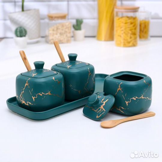 Набор банок керамических для сыпучих продуктов с л