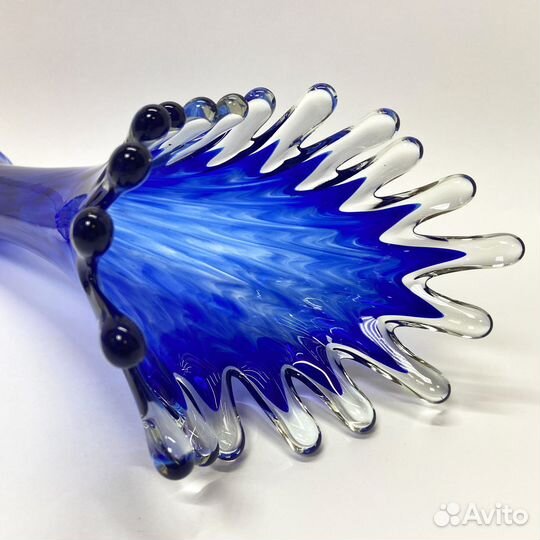 Ваза для цветов Всплеск кобальтовое стекло