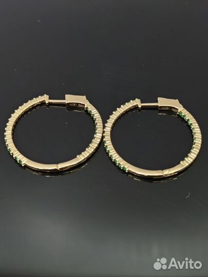 Серьги из желтого золота 585 с изумрудами 0,45 ct