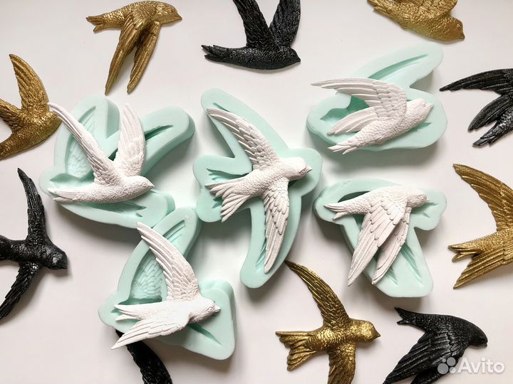 Силиконовые формы барельеф Полет стрижей 5 шт