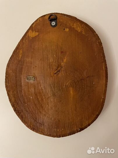 Картина маслом на срубе дерева