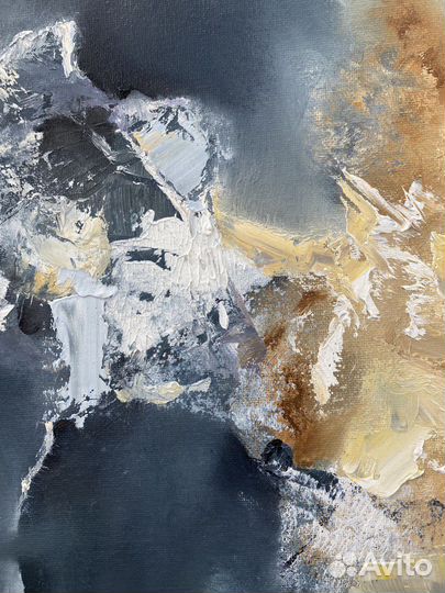 Картина маслом синяя абстракция море пейзаж