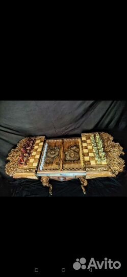 Резные нарды + шахматы ручнлй работы