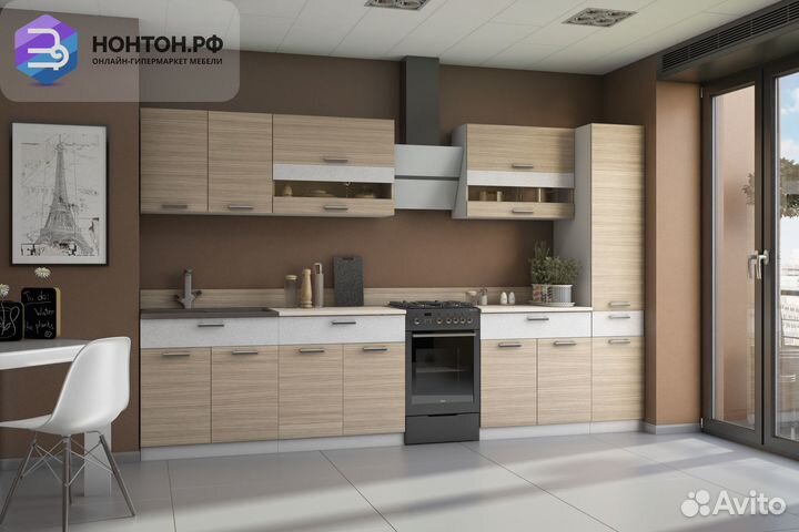 Кухня Эра Сахара 2.8 м белый артекс / сахара