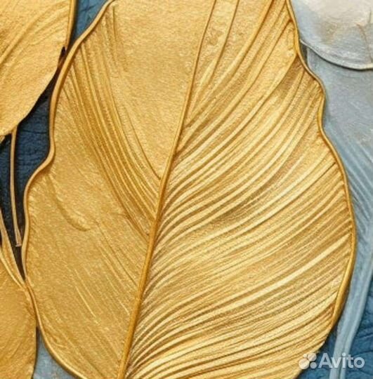 Текстурная картина Золотые листья маслом на холсте