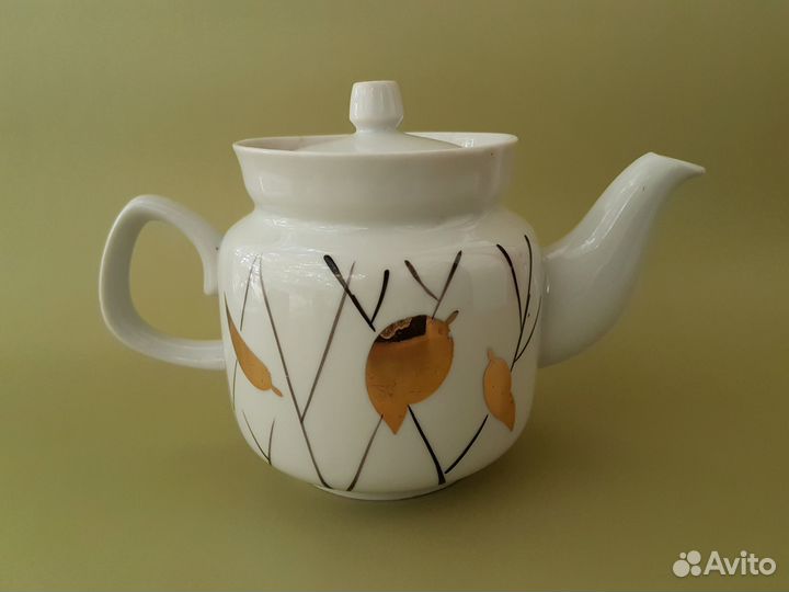 Чайник и чашка Золотые листья Богдановичи СССР