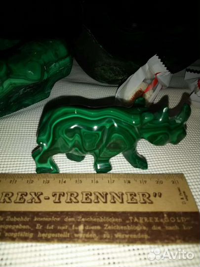 Малахит мыльница шкатулка носорог гигантская СССР