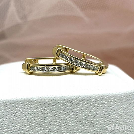 Золотые серьги с бриллиантами 0,29 ct 585