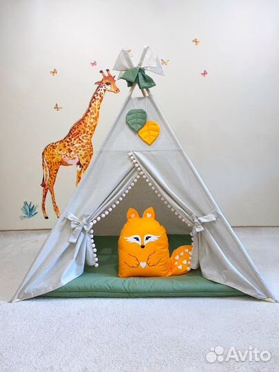 Детский домик вигвам льняной