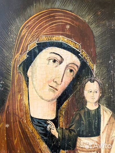 Старинная икона Казанская Богородица первая полови