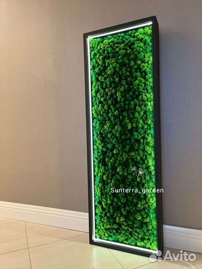 Панно со мхом лофт с подсветкой