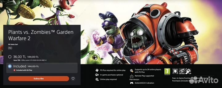 Plants vs Zombies Ps4/Ps5 Растения против Зомби