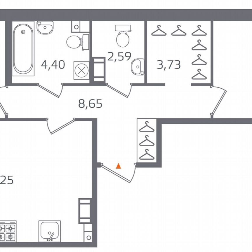 2-к. квартира, 69,6 м², 8/15 эт.