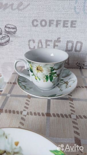 Чайный сервиз. Набор 6шт тарелки и чаш