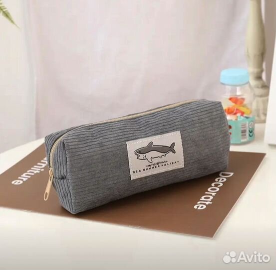 Пенал школьный новый акула цветы