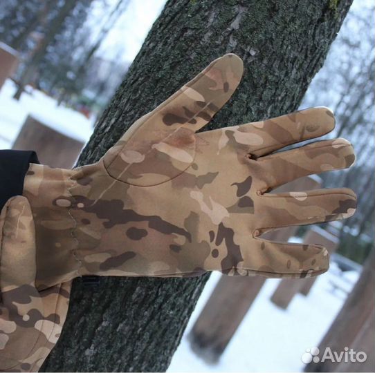 Перчатки софтшелл (SoftShell), олива, мох, мульт