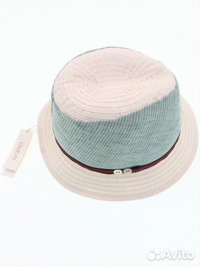 Grevi Шляпа бежевая со вставкой бирюзового цвета