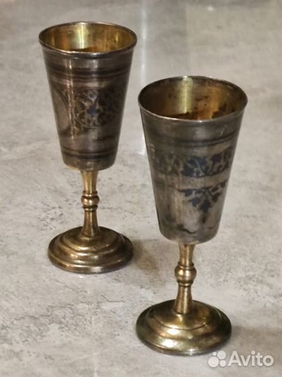 Солонка с ложкой, рюмки серебро (антиквариат)