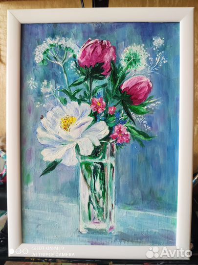 Картина маслом на холсте натюрморт полевые цветы