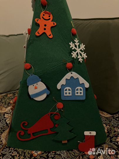 Елка с игрушками фетровая