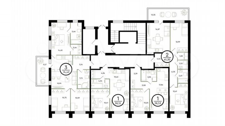 1-к. квартира, 38,5 м², 1/4 эт.