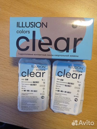 Линзы контактные illusion colors clear -3.50(3мес)