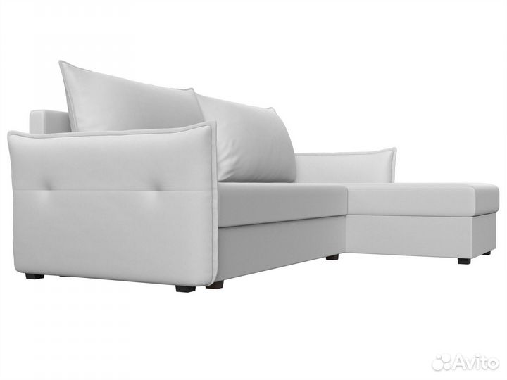 Диван угловой Лига-004 правый угол, экокожа, белый