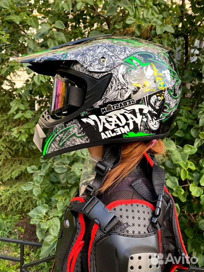Мотошлем кроссовый 4 в 1 virtue #новые