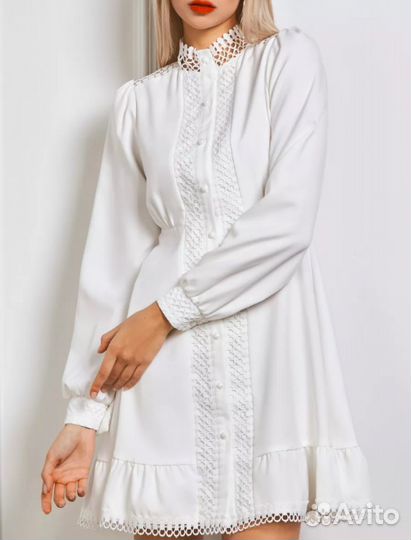 Кружевное платье белое 42