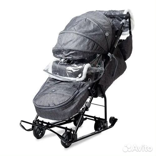 Новые санки коляска Nika наши детки 6(серый)