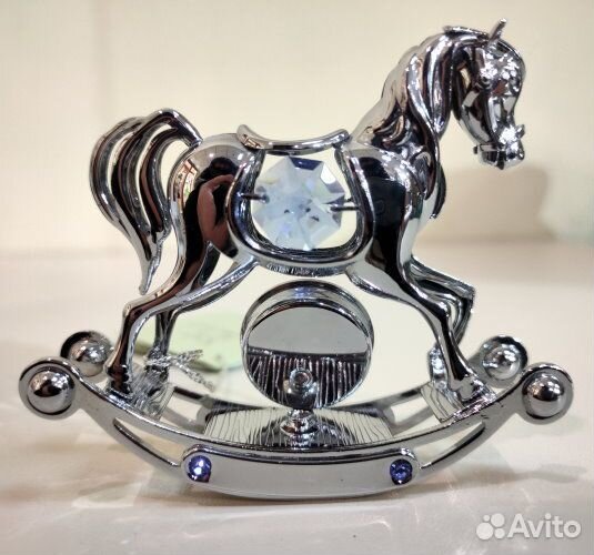 Фигурка декоративная с часами «Лошадка» с кристалл