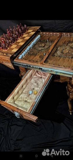 Резные нарды + шахматы ручнлй работы