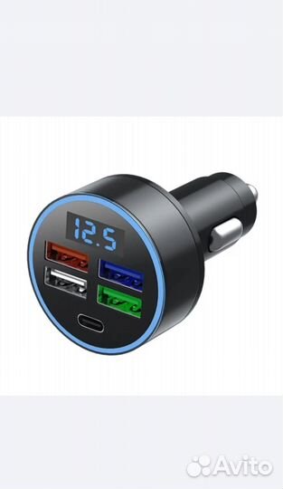 Зарядное устройство 4 USB + PD Type-C и вольтметр