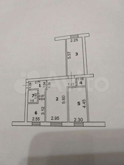 3-к. квартира, 55,2 м², 2/5 эт.