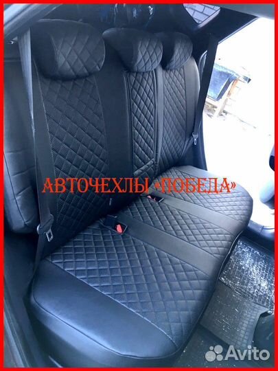 Чехлы Hyundai ix35 из экокожи чёрные Ромб