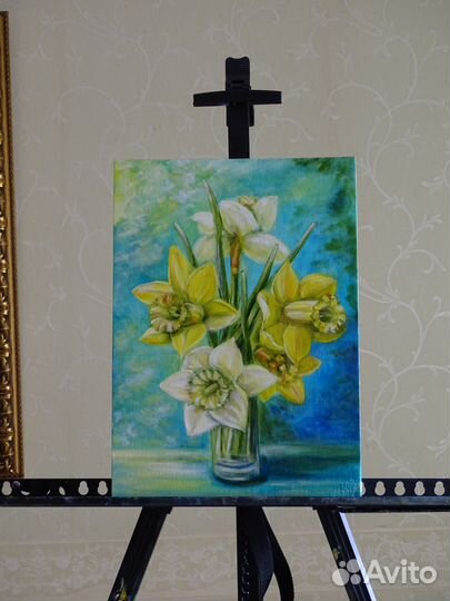 Картина маслом Нарциссы