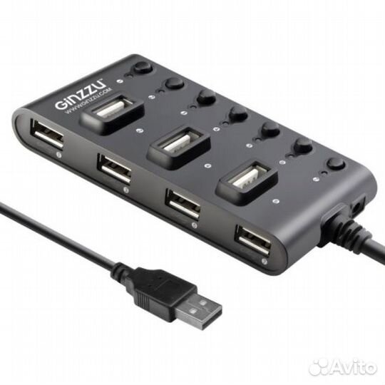Хаб USB 2.0 Ginzzu GR-487UB 7 портов