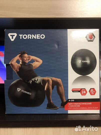 Новый Гимнастический мяч Торнео черны 75 см