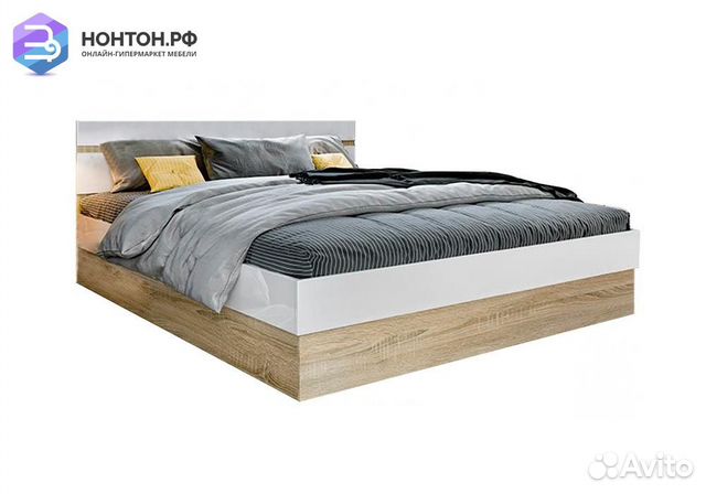 Кровать Ким белый глянец / сонома