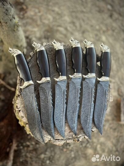 Нож «волк» из дамасской стали