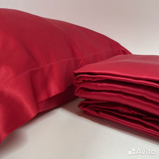 Красный комплект постельного белья из шёлка, 25 мм