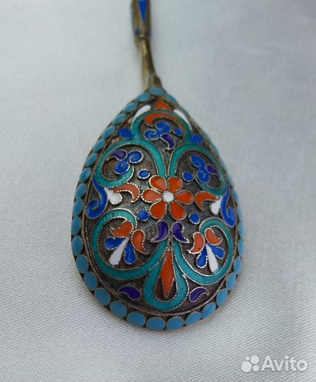 Ложечка для мёда,варенья с эмалью 84проба